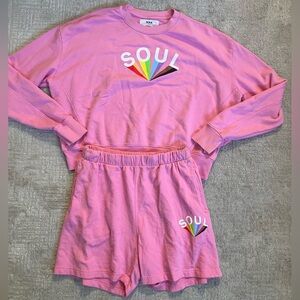Soul Cycle 2 Piece Pride Month Sweatshirt and Shorts Outfit